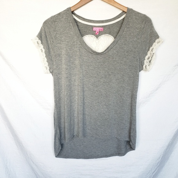 Betsey Johnson Lace Heart Cutout Swing Tee - Picture 1 of 6